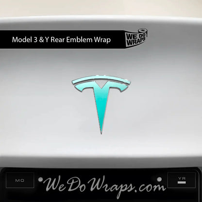 3M Satin Key West Tesla Emblem Decals (Front + Back) | Model Y