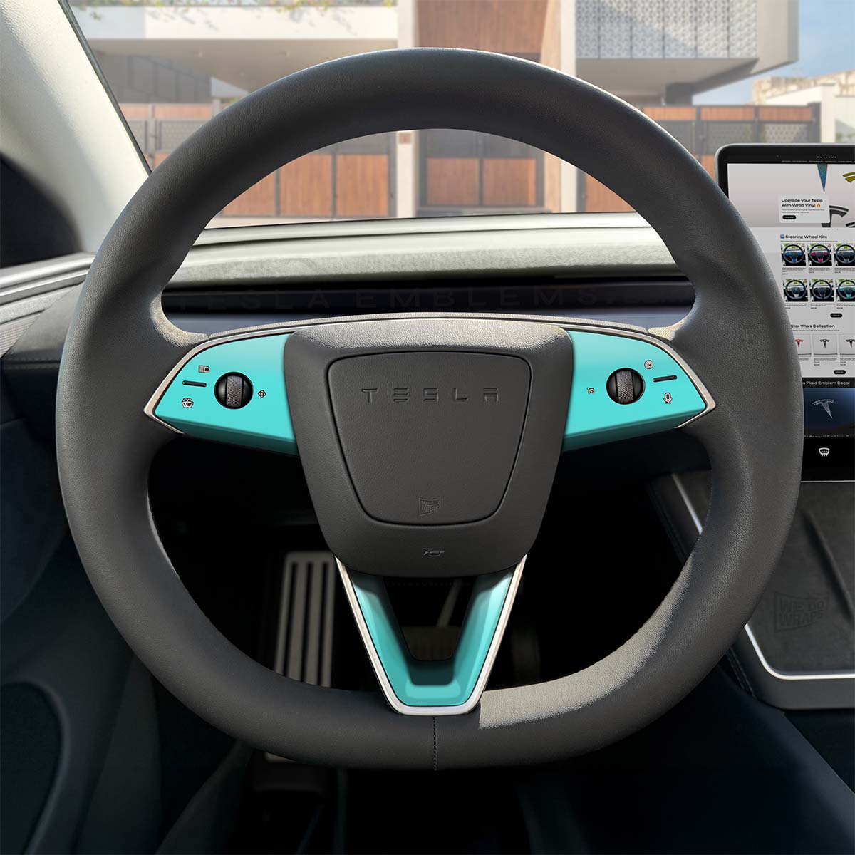 3M Satin Key West Tesla Steering Wheel Trim Decal Kit (3pcs) | MY 2026+ Refresh
