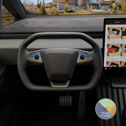 3M Satin Psychedelic Flip Tesla Steering Wheel Trim Decal Kit (3pcs) | Cybertruck