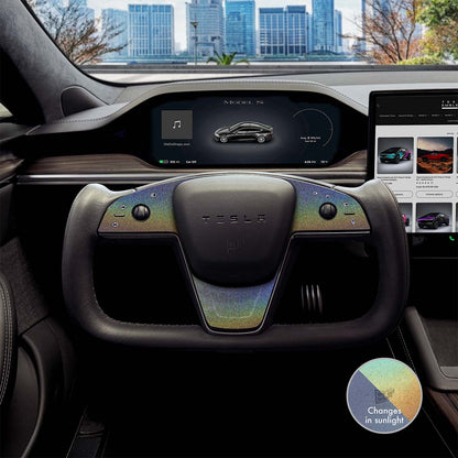 3M Satin Psychedelic Flip Tesla Steering Wheel Trim Decal Kit (3pcs) | Model S ’21-26
