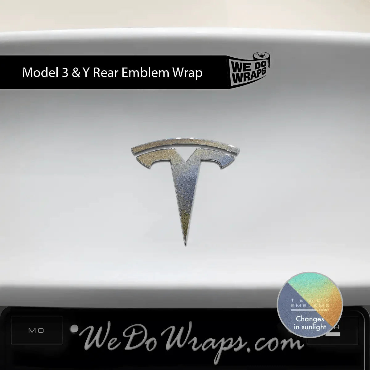3M Satin Psychedelic Flip Tesla Emblem Decals (Front + Back) | Model 3