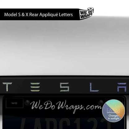 3M Satin Psychedelic Flip Tesla Emblem Decals (Front + Back) | Model S