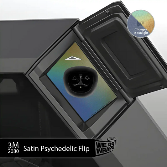 3M Satin Psychedelic Flip Tesla Charge Port Wrap | Cybertruck