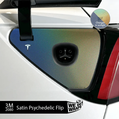3M Satin Psychedelic Flip Tesla Charge Port Wrap | Model 3