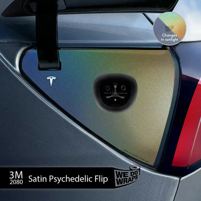 3M Satin Psychedelic Flip Tesla Charge Port Wrap | Model 3