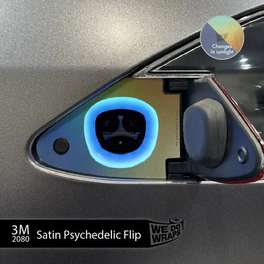 3M Satin Psychedelic Flip Tesla Charge Port Wrap | Model X