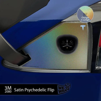 3M Satin Psychedelic Flip Tesla Charge Port Wrap | Model X