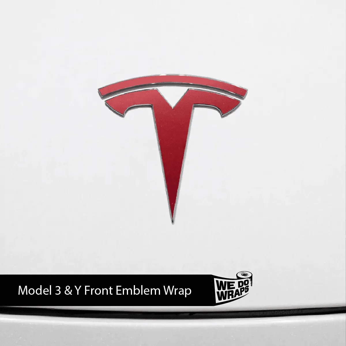 3M Satin Vampire Red Tesla Emblem Decals (Front + Back) | Model Y