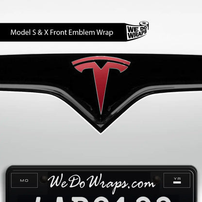 3M Satin Vampire Red Tesla Emblem Decals (Front + Back) | Model S