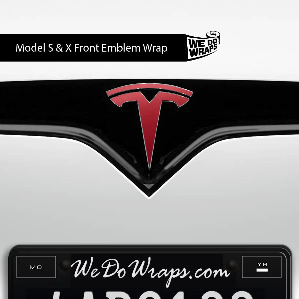 3M Satin Vampire Red Tesla Emblem Decals (Front + Back) | Model X