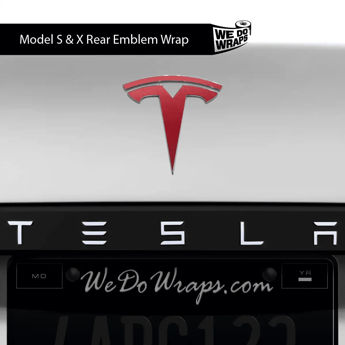 3M Satin Vampire Red Tesla Emblem Decals (Front + Back) | Model X