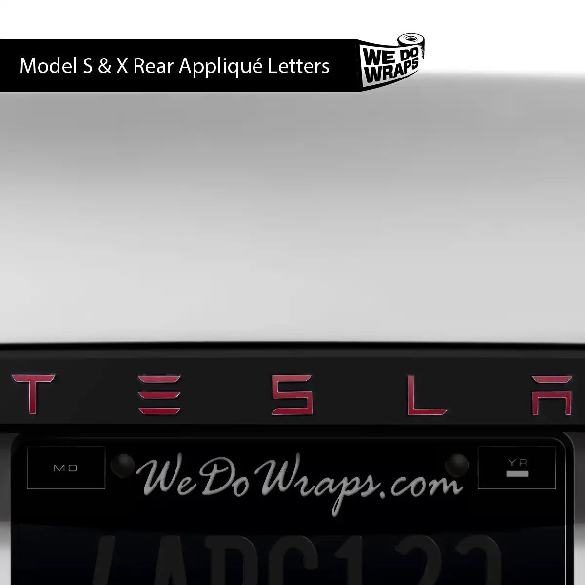 3M Satin Vampire Red Tesla Emblem Decals (Front + Back) | Model X