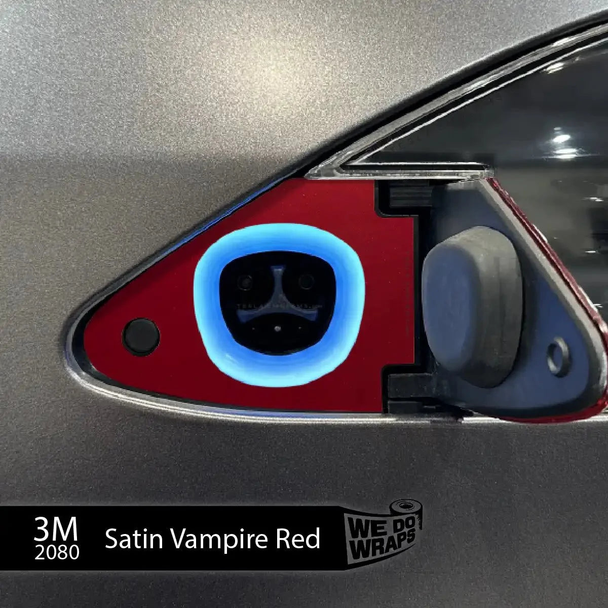 3M Satin Vampire Red Tesla Charge Port Wrap | Model X