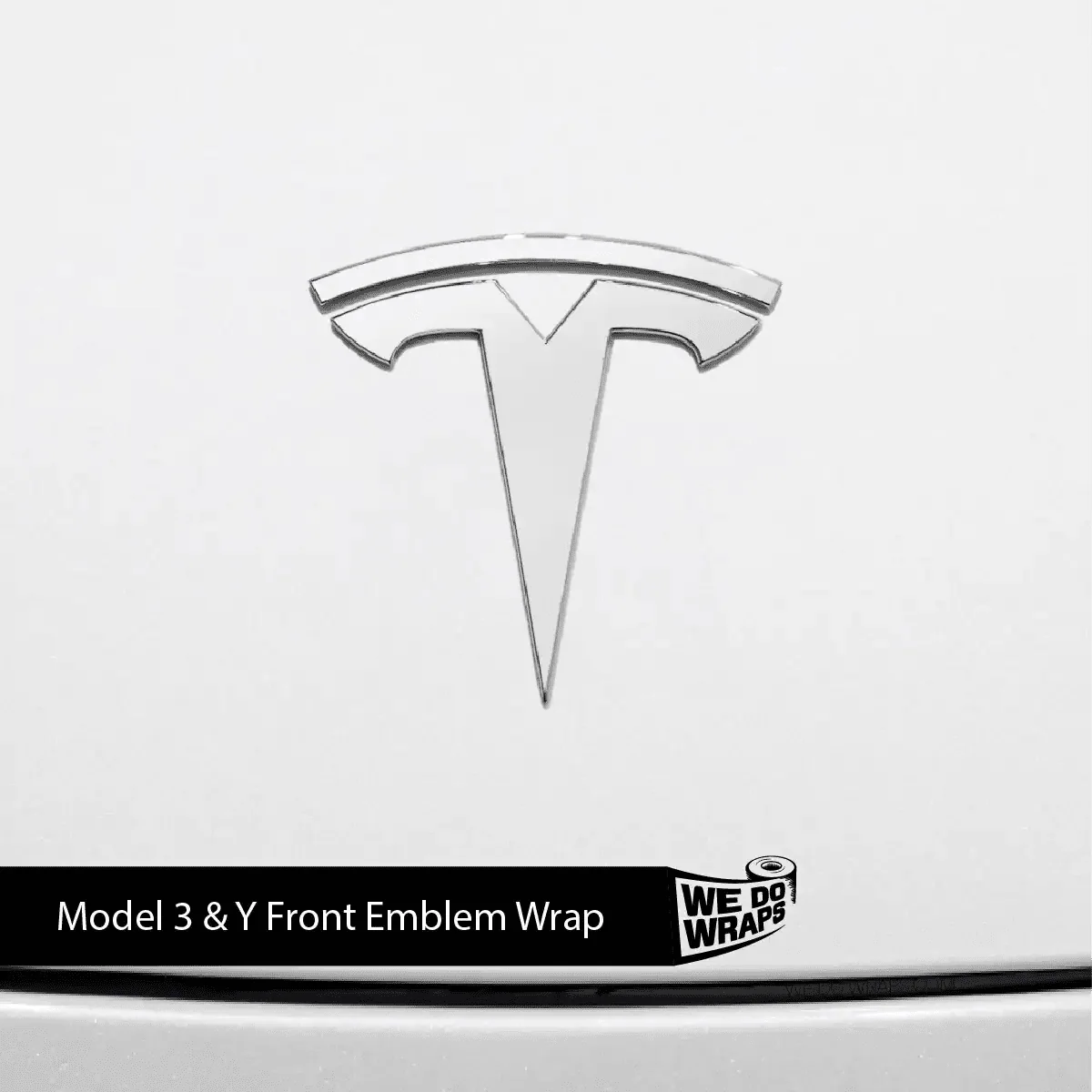 3M Satin White Tesla Emblem Decals (Front + Back) | Model 3