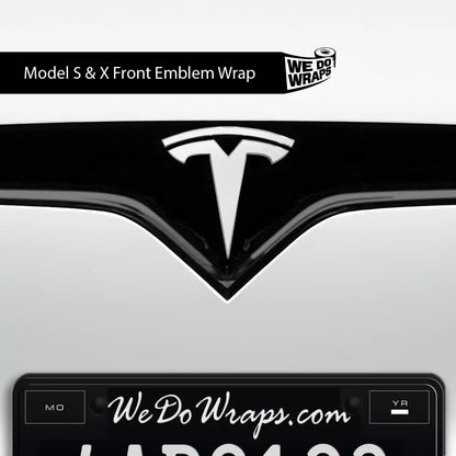 3M Satin White Tesla Emblem Decals (Front + Back) | Model X