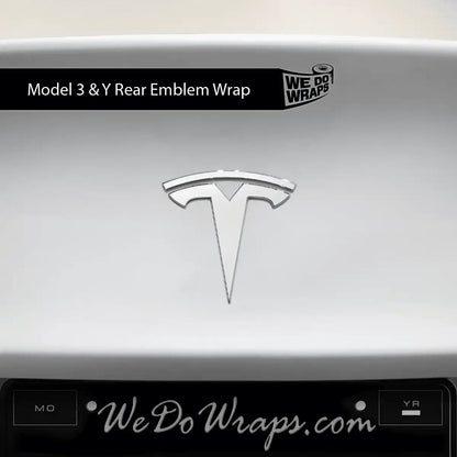 3M Satin White Tesla Emblem Decals (Front + Back) | Model 3