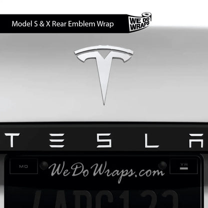 3M Satin White Tesla Emblem Decals (Front + Back) | Model X