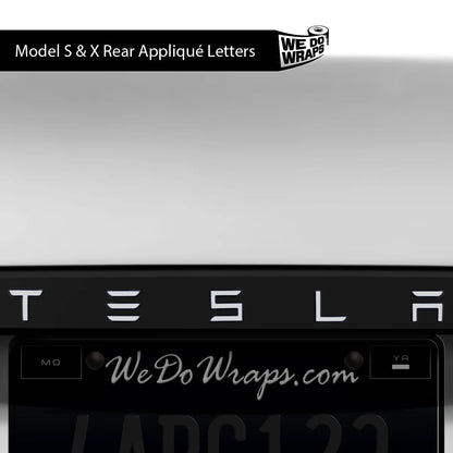 3M Satin White Tesla Emblem Decals (Front + Back) | Model S
