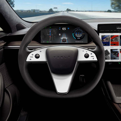 3M Satin White Tesla Steering Wheel Trim Decal Kit (3pcs) | Model X ’21-26