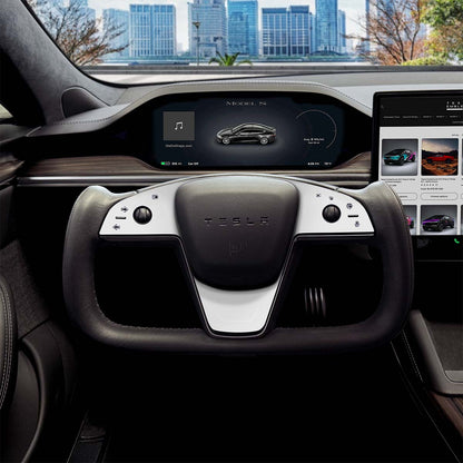 3M Satin White Tesla Steering Wheel Trim Decal Kit (3pcs) | Model X ’21-26