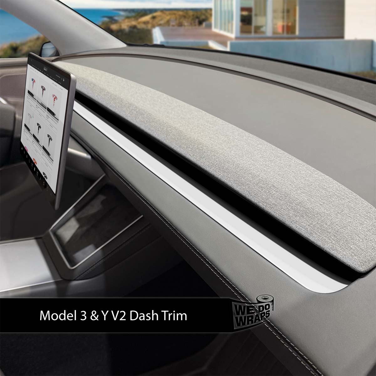 3M Satin White Tesla Dash Trim Wrap | Model 3 ’24-26 Refresh