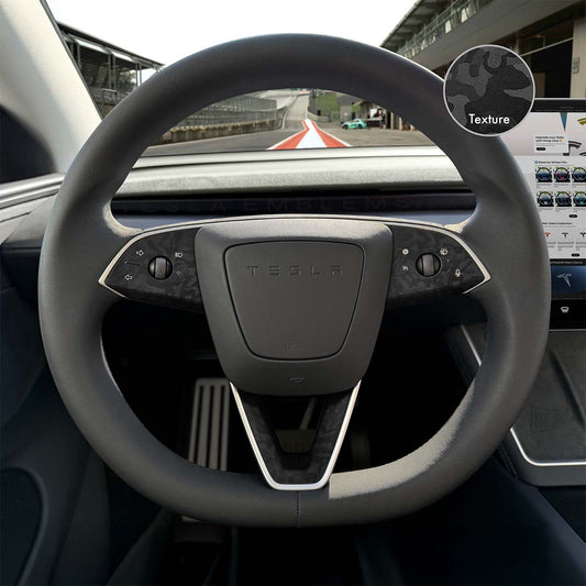 3M Shadow Black Camo Tesla Steering Wheel Trim Decal Kit | 3-piece Set | M3 Feb 2024-'25 Refresh