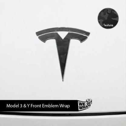 3M Shadow Black Camo Tesla Emblem Decals (Front + Back) | Model 3