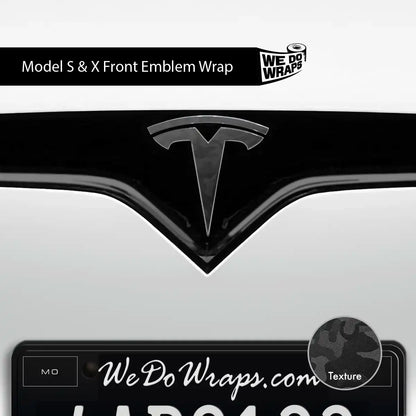 3M Shadow Black Camo Tesla Emblem Decals (Front + Back) | Model X