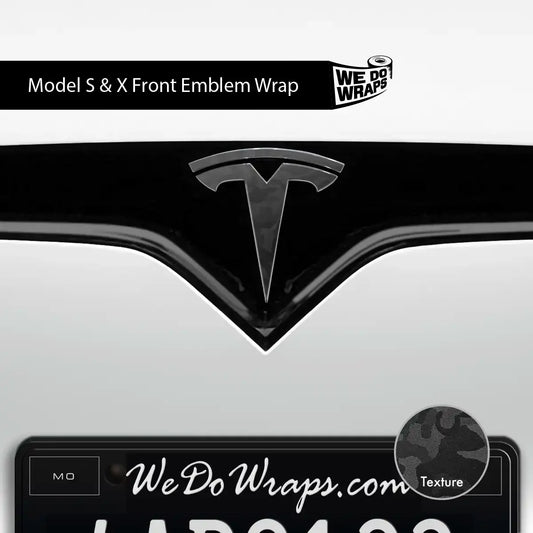 3M Shadow Black Camo Tesla Emblem Decals (Front + Back) | Model S
