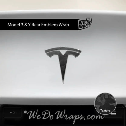 3M Shadow Black Camo Tesla Emblem Decals (Front + Back) | Model 3