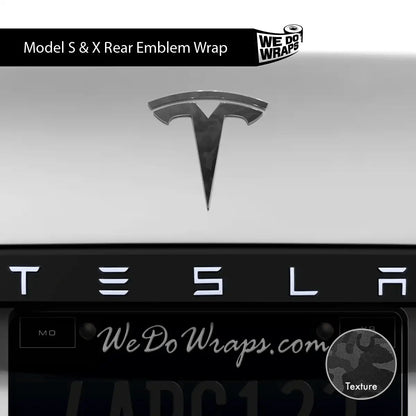3M Shadow Black Camo Tesla Emblem Decals (Front + Back) | Model X