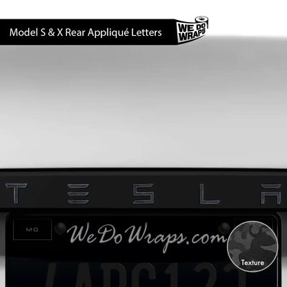 3M Shadow Black Camo Tesla Emblem Decals (Front + Back) | Model X
