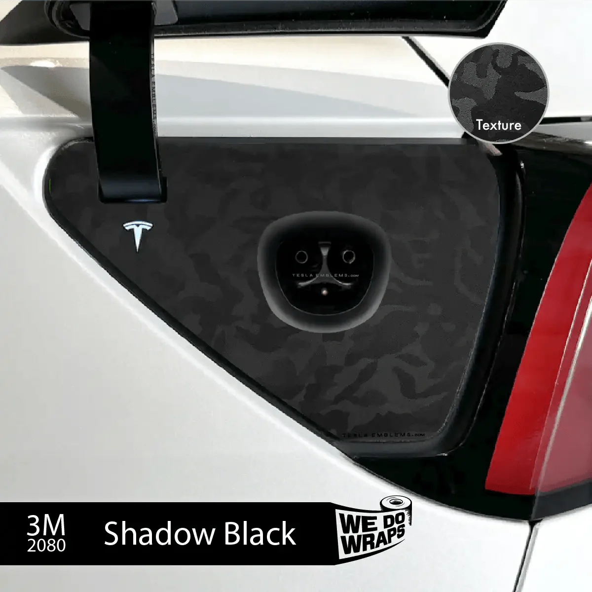 3M Shadow Black Camo Tesla Charge Port Wrap | Model Y