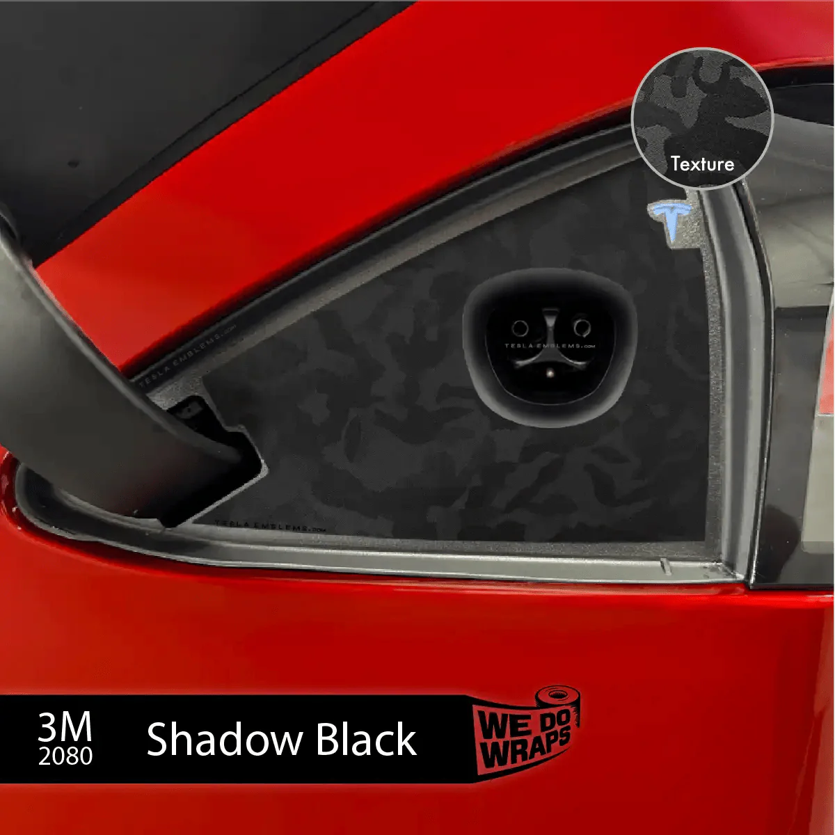 3M Shadow Black Camo Tesla Charge Port Wrap | Model S