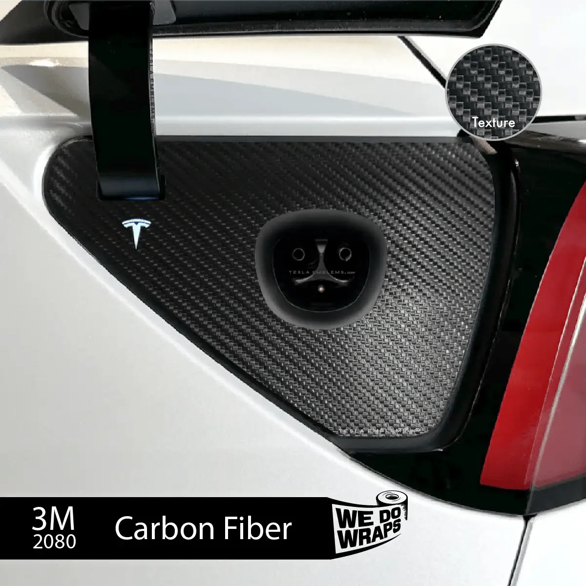 3M Carbon Fiber Tesla Charge Port Wrap | Model 3