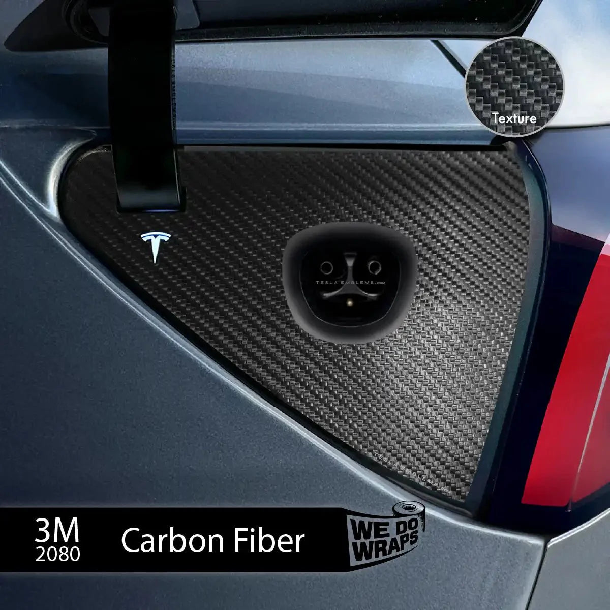 3M Carbon Fiber Tesla Charge Port Wrap | Model 3