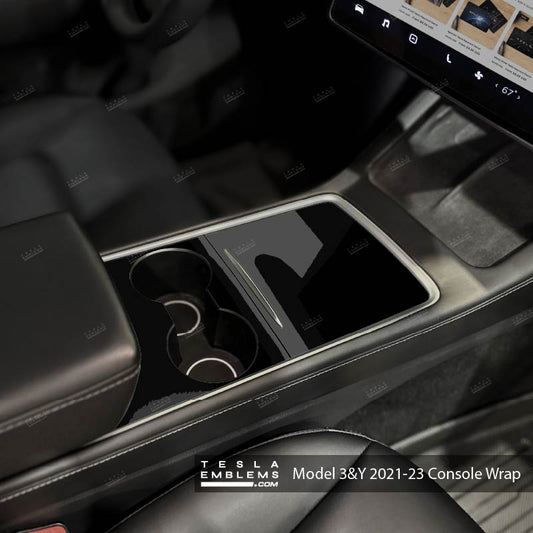 3M Gloss Black | Tesla Center Console Wrap Kit | Model 3 '21-24