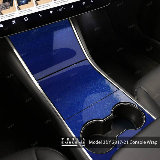3M Deep Blue Metallic | Tesla Center Console Wrap Kit | Model 3 ’17-20