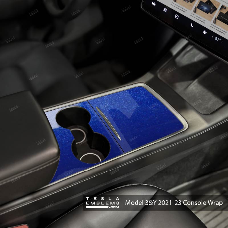 3M Deep Blue Metallic | Tesla Center Console Wrap Kit | Model Y '21-25
