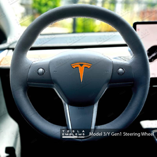 3M Gloss Deep Orange Tesla Steering Wheel Emblem Decal