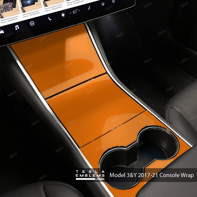 3M Gloss Deep Orange | Tesla Center Console Wrap Kit | Model Y ’19-20