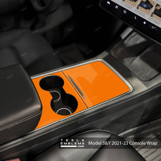 3M Gloss Deep Orange | Tesla Center Console Wrap Kit | Model Y '21-25