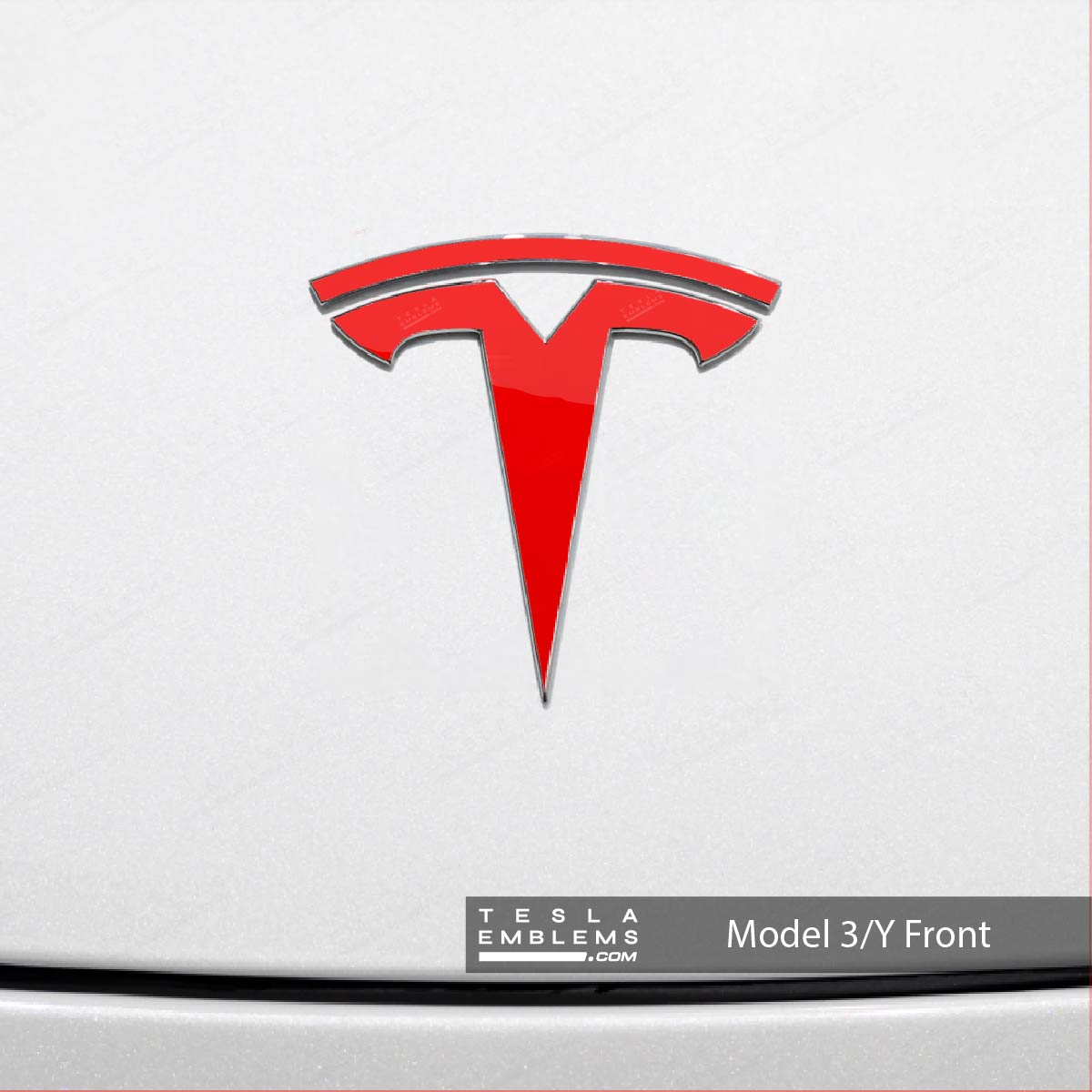 3M Gloss Dragon Fire Red Tesla Emblem Decals (Front + Back)