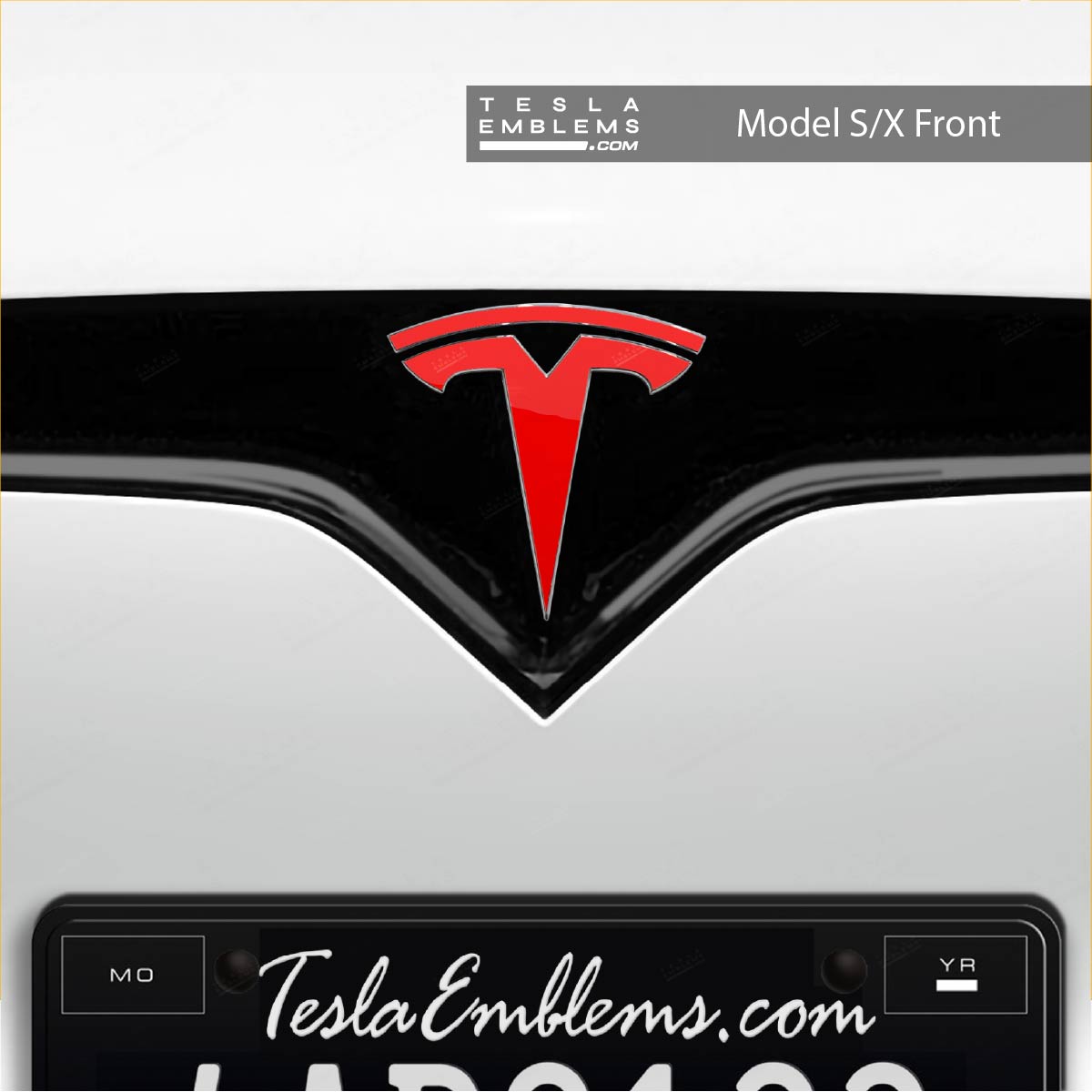 3M Gloss Dragon Fire Red Tesla Emblem Decals (Front + Back)