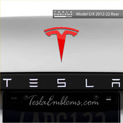 3M Gloss Dragon Fire Red Tesla Emblem Decals (Front + Back)