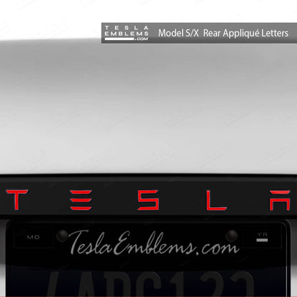 3M Gloss Dragon Fire Red Tesla Emblem Decals (Front + Back)