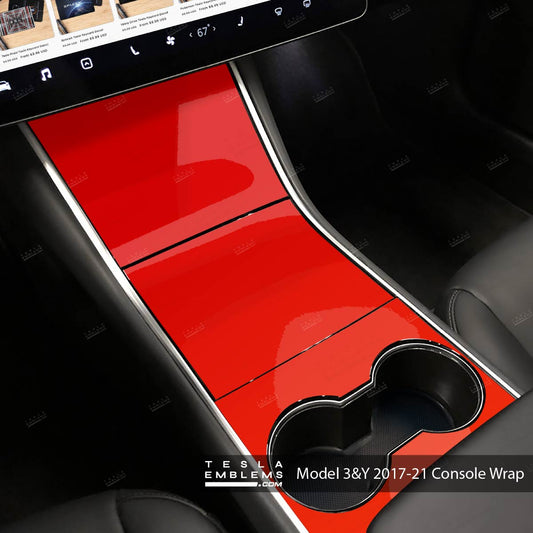 3M Gloss Hot Rod Red | Tesla Center Console Wrap Kit | Model Y ’19-20