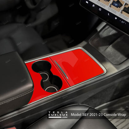3M Gloss Hot Rod Red | Tesla Center Console Wrap Kit | Model 3 '21-24