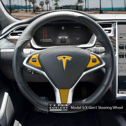 3M Gloss Sunflower Yellow Tesla Steering Wheel Wrap | Model S