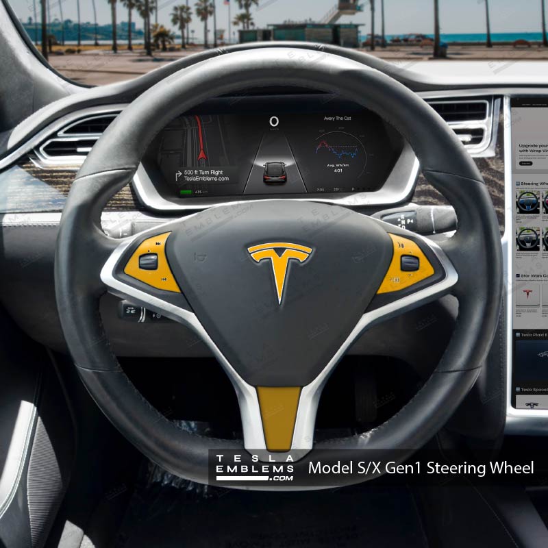 3M Gloss Sunflower Yellow Tesla Steering Wheel Wrap | Model X